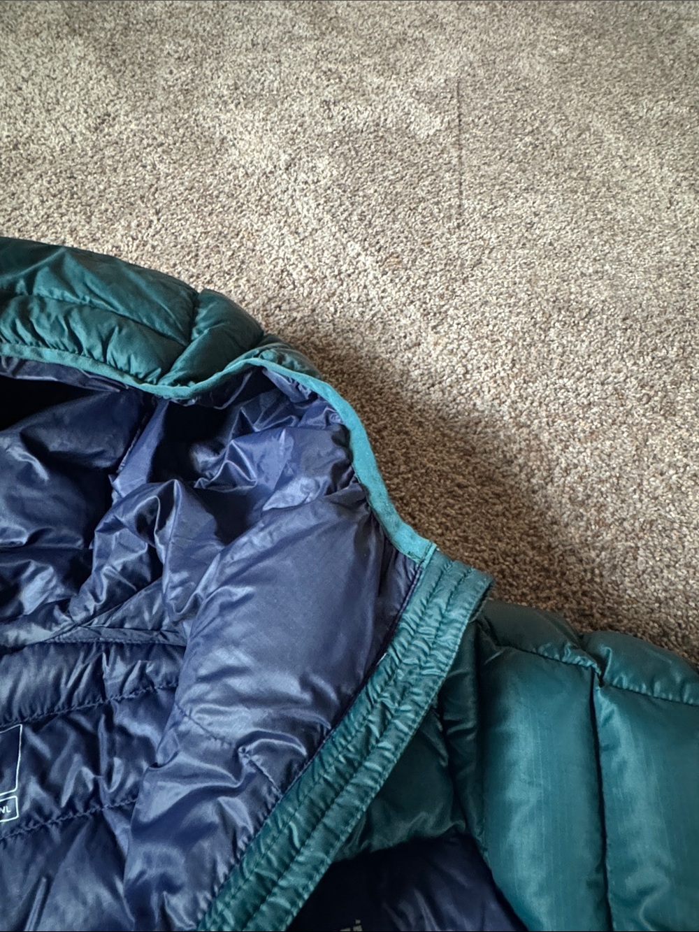 Cotopaxi Fuego Teal Hooded Long Puffer with Blue Stripe Accents - Picture 5 of 8